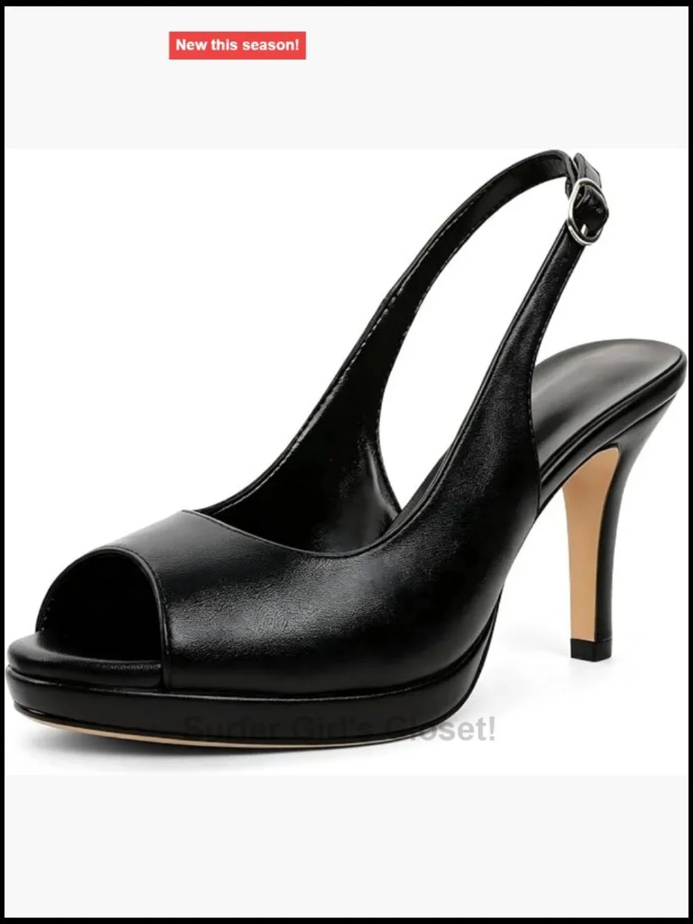 Women's Peep Toe Platform Slingback Heels, 3.5 Inch High Heel Pump
